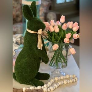 LARGE FLOCKED BUNNY~Moss Green 21”